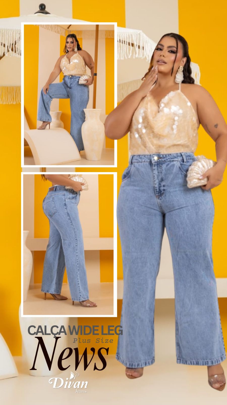 Calça Wide Leg Plus Size - Divan Jeans